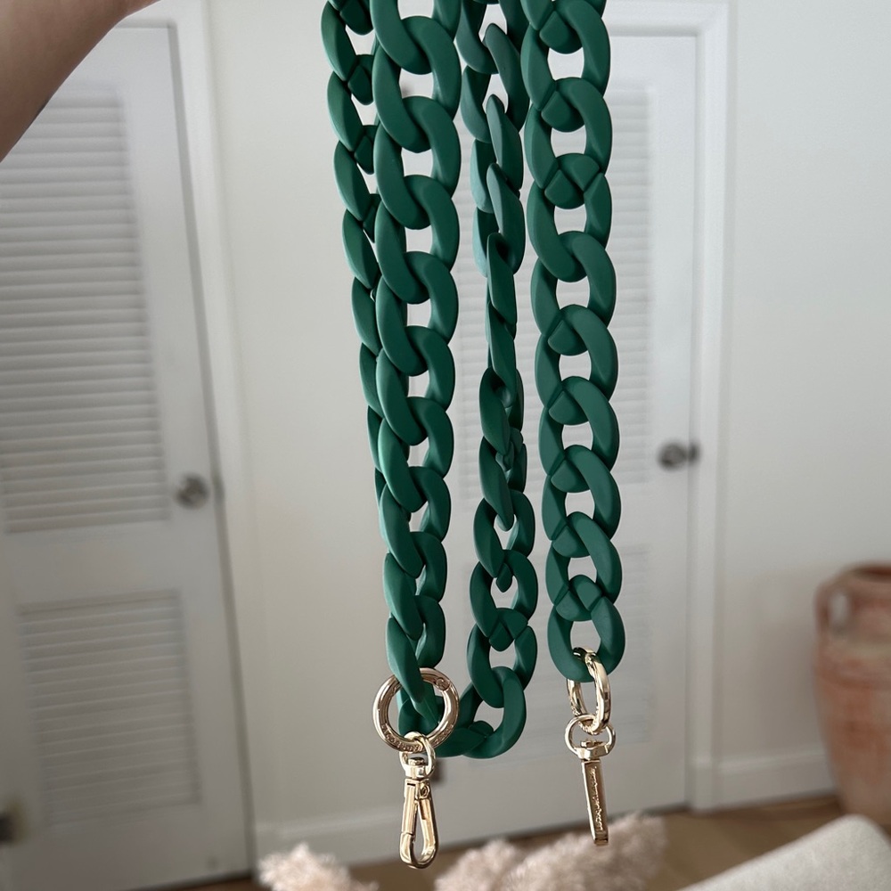 Green LaCoque Française Phone/Bag Strap with Gold Clasps